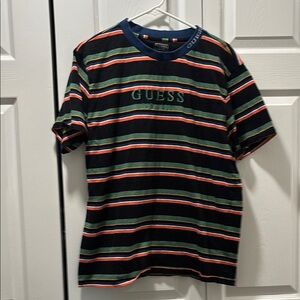 GUESS Men's Striped Black T-Shirt